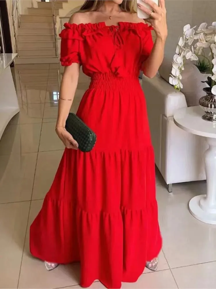 Summer New Arrival Color Solid Boho Dress Women Fashion Elegant Beach Party Club Dress Casual Maxi Dresses For Woman Clothing — image 5