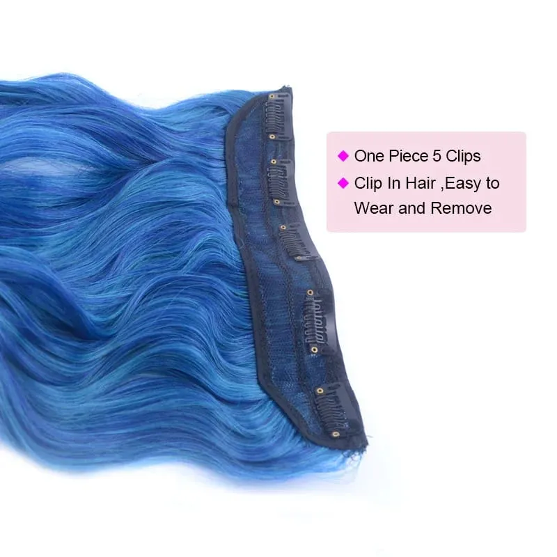 Jeedou One Piece 5 Clips Wavy Ombre Clip In Hair Extensions Long Water Wave Συνθετικά Σγουρά Μαλλιά Κομμάτι Rainbow Χρωματιστά Μαλλιά — image 3