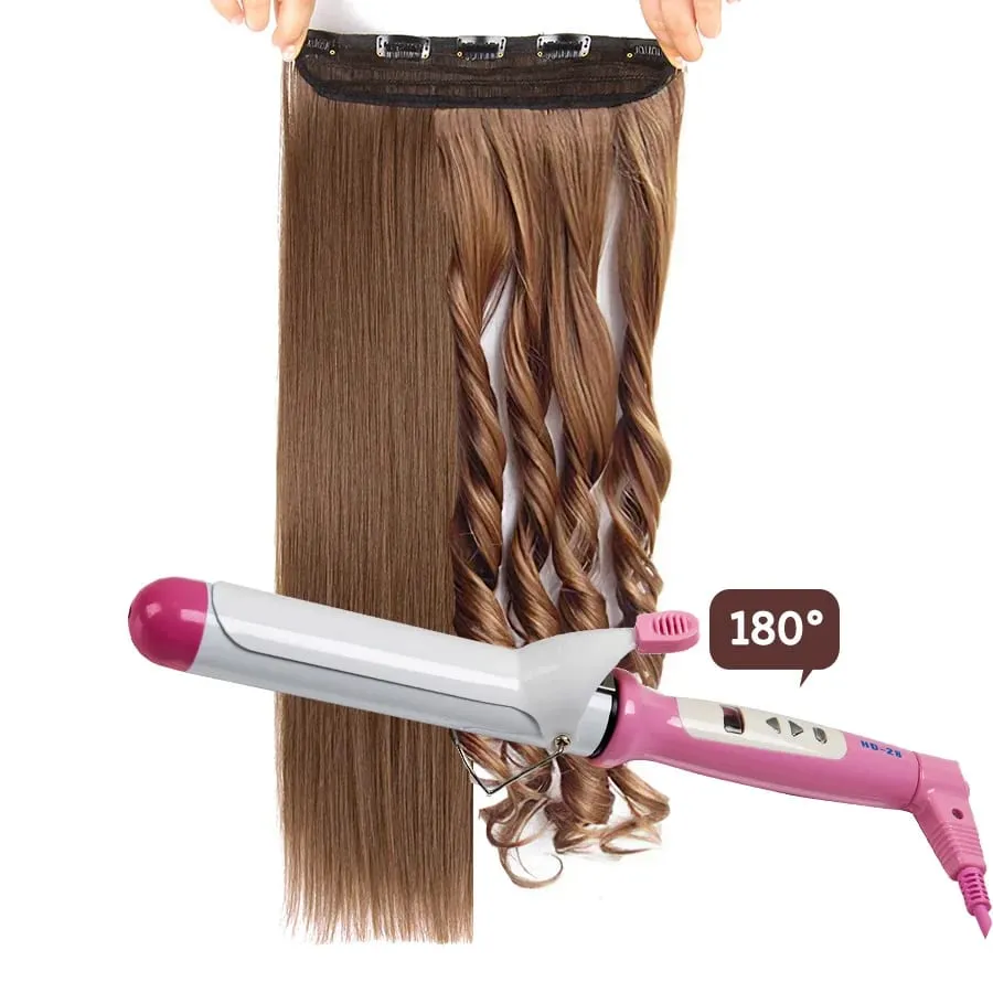 One Piece Clip In Hair Extensions 24" Straight Thick Synthetic Clip In Hairpieces Highlights Black Brown Soft For Women Daily