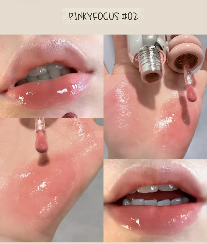 Pinkyfocus Clear Gloss Lip Oil Moisturizing Glass Finish Non-Sticky Nude Shade Ideal for Layering to Brighten Lips