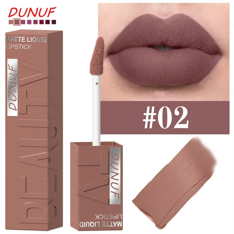 8-Color Lip Matte Smooth Easy-to-Apply Square Gloss Tube Velvet Waterproof Three-Dimensional Sexy Plumping Lipstick Makeup