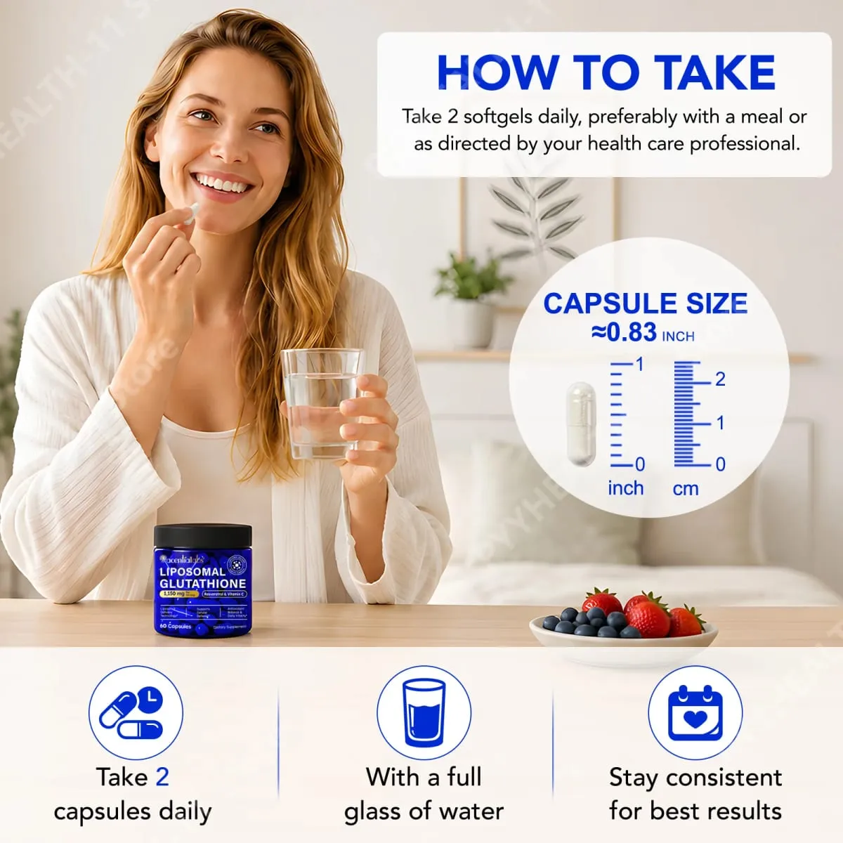 Liposomal glutathionkapsler med resveratrol vitamin C til antioxidantforsvar Immun- og cellestøtte 60 kapsler — image 6