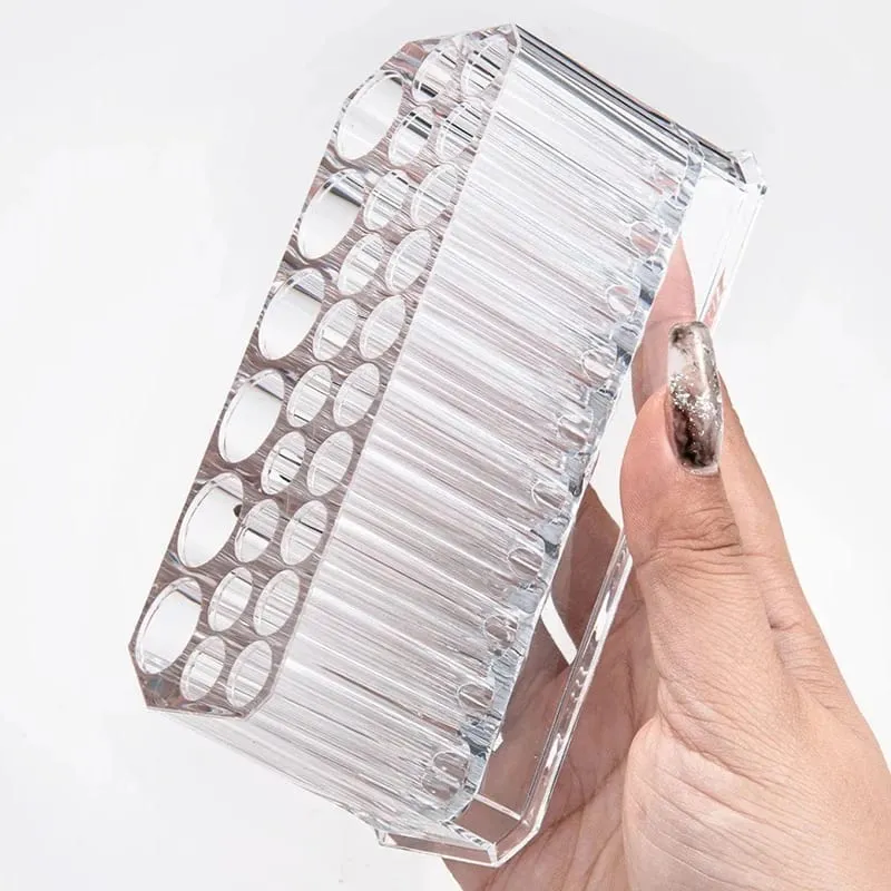 26 Holes Acrylic Makeup Brushes Holder Desktop Lipstick Organizer Eyeliner Cosmetics Pen Storage Rack Transparent Showing Shelf — image 2