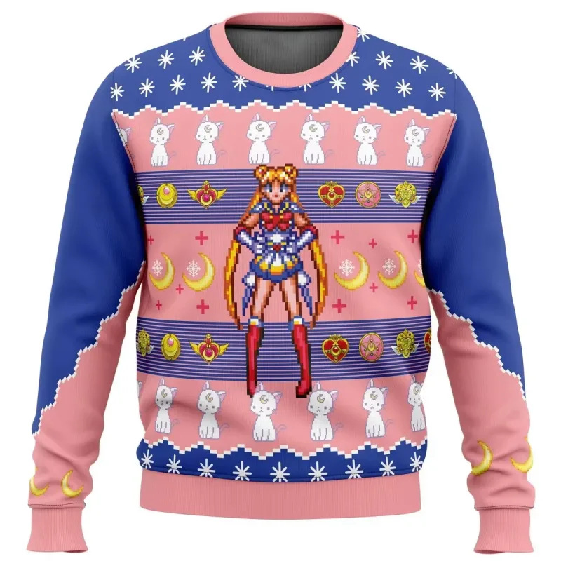 Sailor moon natal feio camisola anime 3d moletom topos outono e inverno cosplay papai noel pulôver dos desenhos animados suétere
