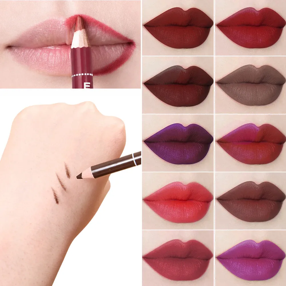 Non Stick Cup Waterproof Matte Lip Liner Pen Nude Red Long Lasting for Women Party Makeup Lip Cosmetics — image 2