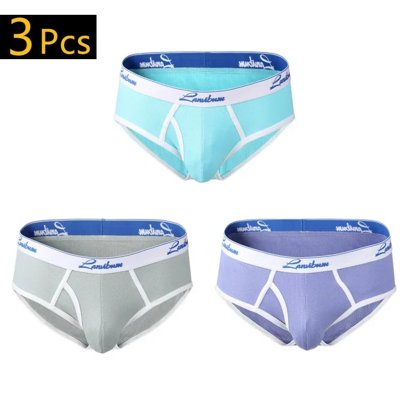 1/3 PCS New Men's Underwear Mid Waist Thread Cotton Breathable Solid Color Youth Underwear Men's Triangle Pants