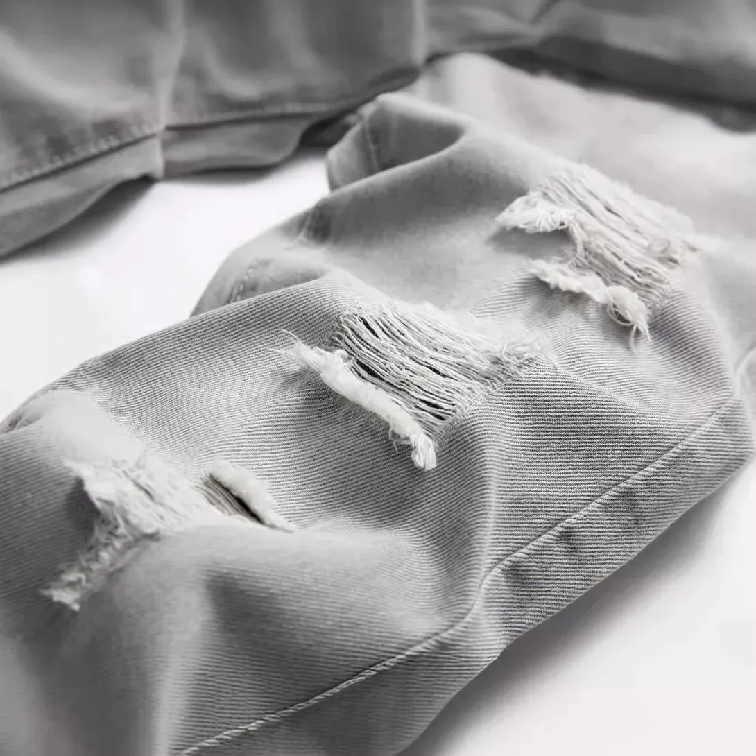 Jeans Boys Straight Ripped Children Washed Distressed Pockets Stretch Casual Denim Trousers Big Kids Streetwear 2025 Hole Pants — image 5
