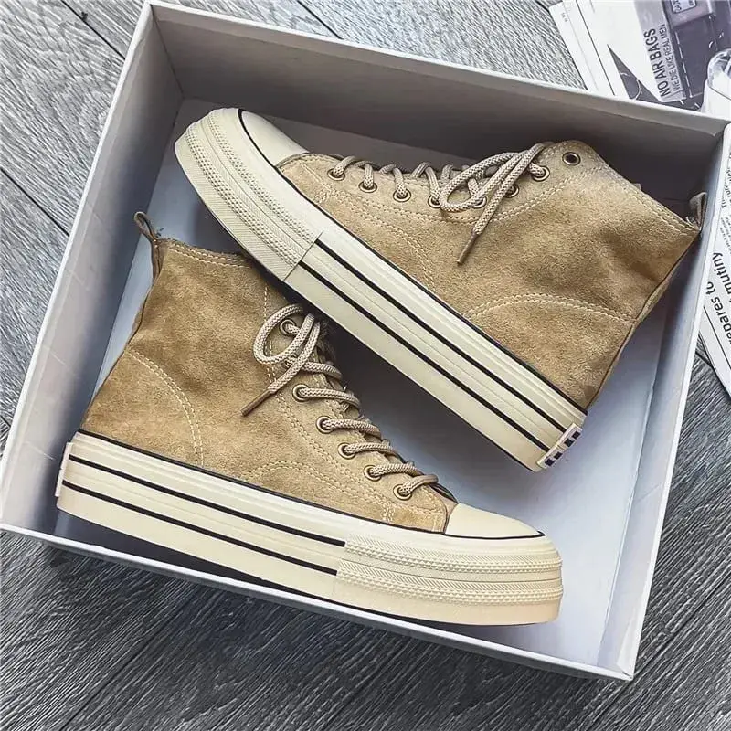 2025 High Top Men's Vulcanized Shoes Platform Casual Outdoor Leather Board Shoes Male Walking Shoes Zapatillas Hombre 36 44 — image 8