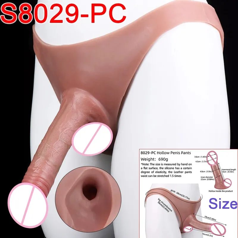 Mandlige Strap-On Long Hollow Dildo Ultra Realistic Penis Extend Sleeve Bukser насадка на член Mandlige Cock Cover Sexlegetøj — image 8