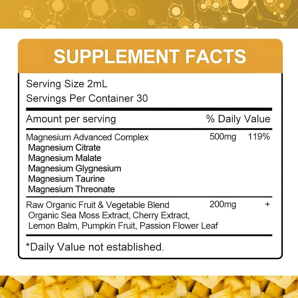 Magnesium Glycinate Liquid Drops 500mg Complex Supplement para sa Sleep Nerve Energy Muscle Bone Calm & Digestion 2 Fl Oz — image 6