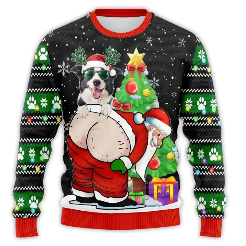 Naughty Santa Pet Dog 3D Printed Ugly Christmas Sweater Funny Poodle Schnauzer Bulldog Sweatshirts Unisex Hilarious Pullovers — image 6