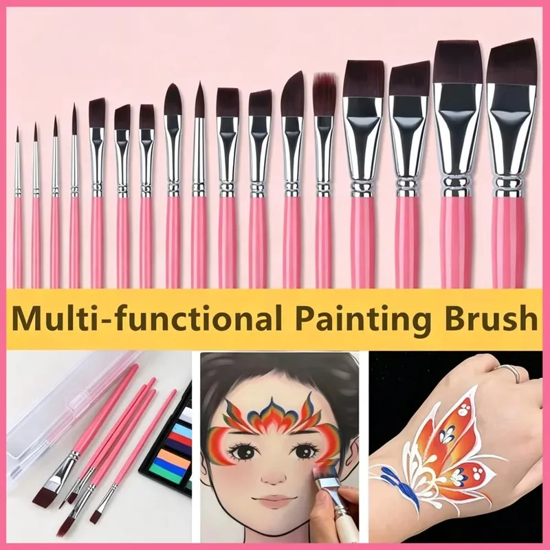 7/10/17 Pcs Multi-functional Face Body Paint Brushes High Quality Sky Blue Artist Watercolor Painting Makeup Tool Make Up Brush — image 1