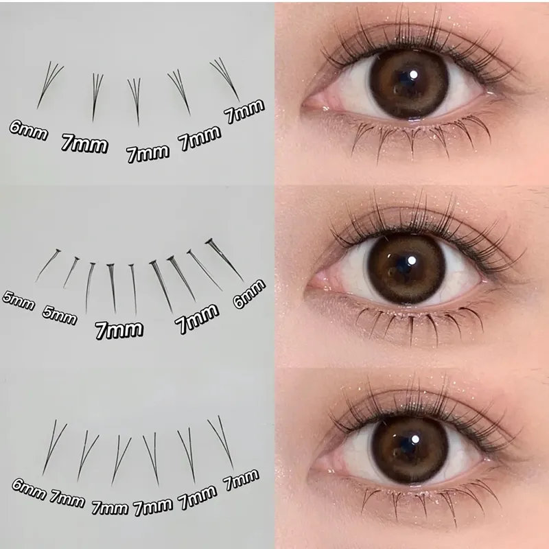 J Curl V Shape Under Eyelash Comic Eye Lashes Natural Bottom Lashes Soft Manga Eyelashes Bunches Eyelash Clusters Korean Makeup — image 5