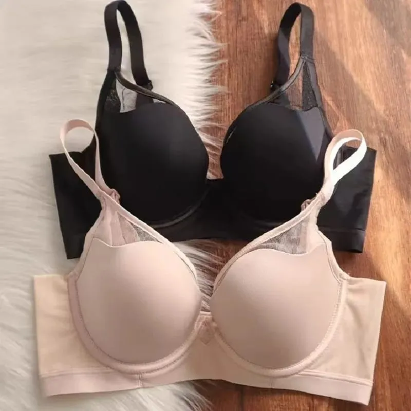 Plus Size Seamless Thin Push Up Lingerie For Women Large Breasts Look Smaller Anti-sagging Soft Underwire Bra — image 2