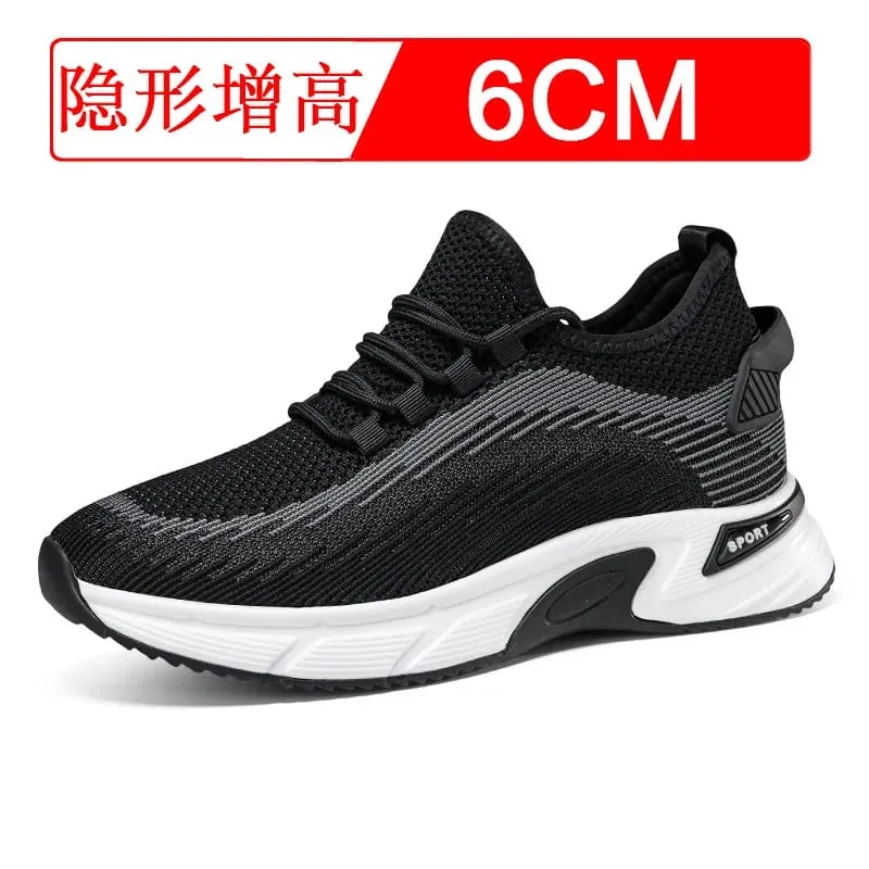 Invisible heightening shoes for men 8cm. Breathable mesh fabric sports shoes heightening inside for men's shoes size 6.