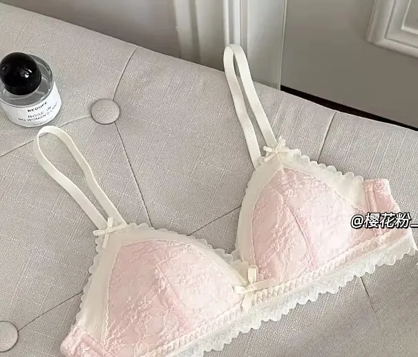 Japanese Style Bralette for Small Breasts Wireless Lace Bra Set Women Sexy French Breathable Comfort Push Up Underwear — image 15