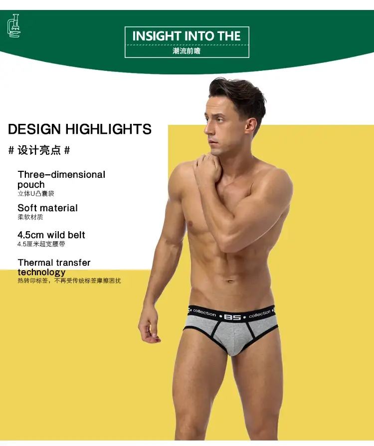 0850 Herren Sexy Unterwäsche Slips Männer Baumwolle Atmungsaktivem Höschen Großhandel Männliche Unterhose Cueca Männer Slips — image 1