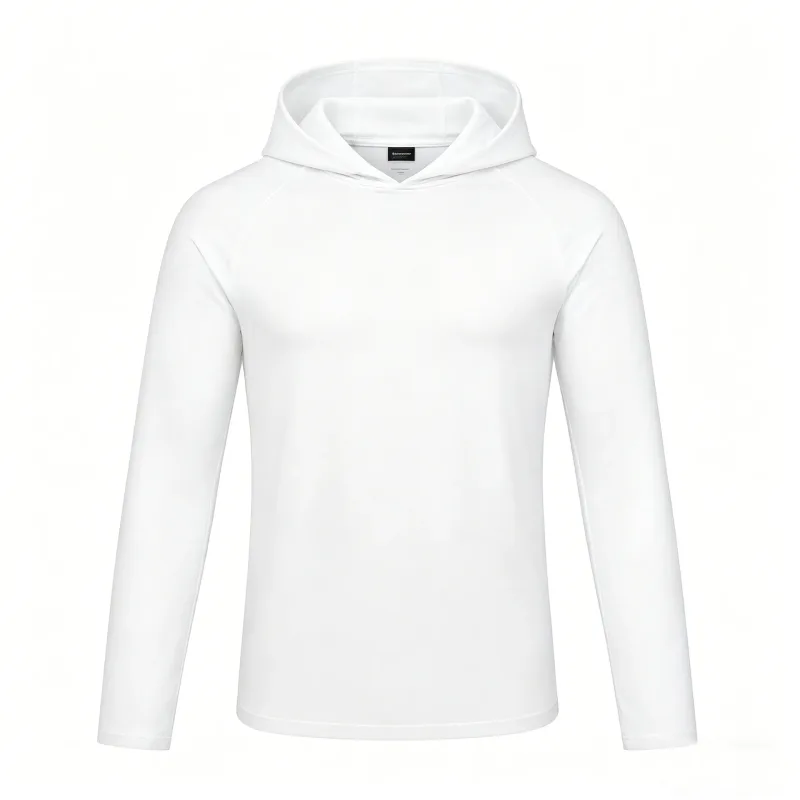 Sweats à capuche à manches longues pour hommes Chemises de protection solaire T-shirt solide à séchage rapide pour hommes Bodybuilding Fitness Muscle Sportwear Vêtements de sport