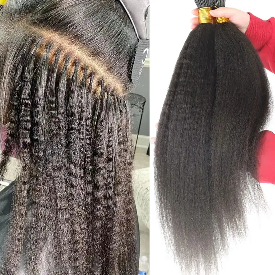 100g 4B 4C Afro Kinky Curly I Tip Human Hair Extensions For Women Brazilian Remy Hair 1g strand Easy Stick Micro LiIk I Tip Hair — image 9