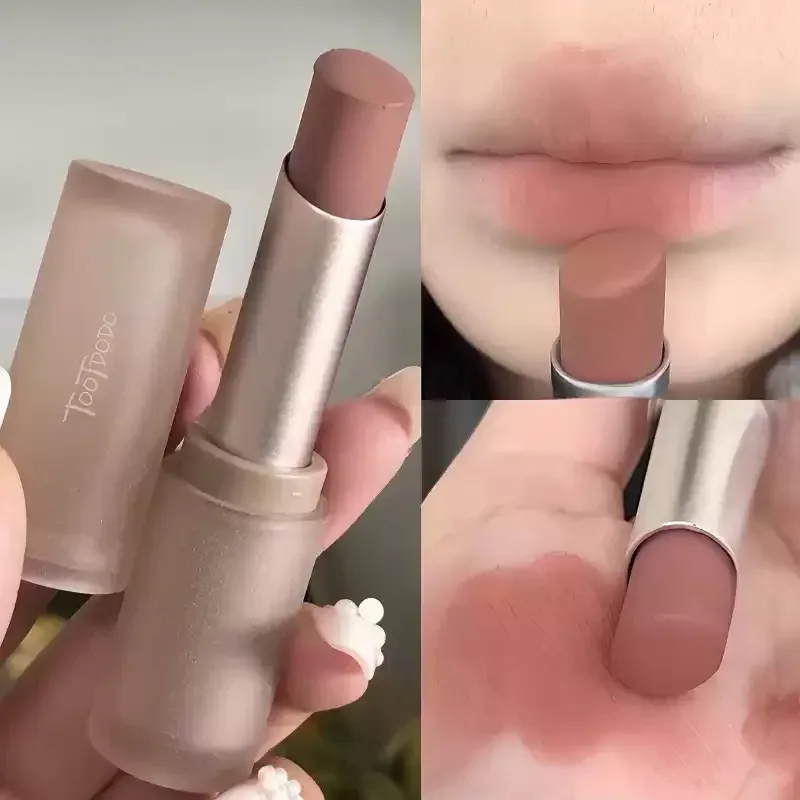 Matte Velvet Lipstick Cool Brown Silky Long Lasting Waterproof Non-stick Cup Lip Gloss Soft Mist Nude Tint Lipstick Lip Makeup — image 7