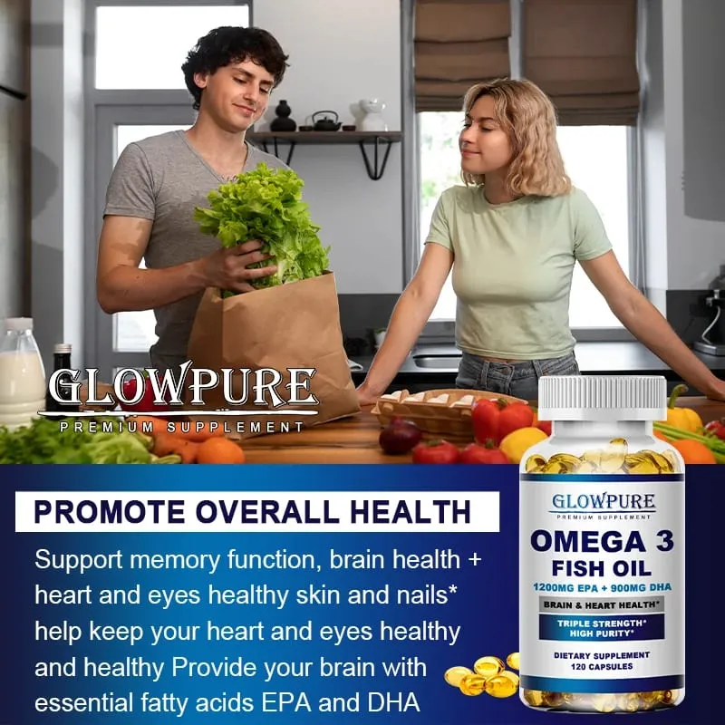 Fish Oil OMEGA-3 for Brain Cognitive Function and Memory Anti-Inflammation Antioxidant Joint Health - Rich In DHA And EPA