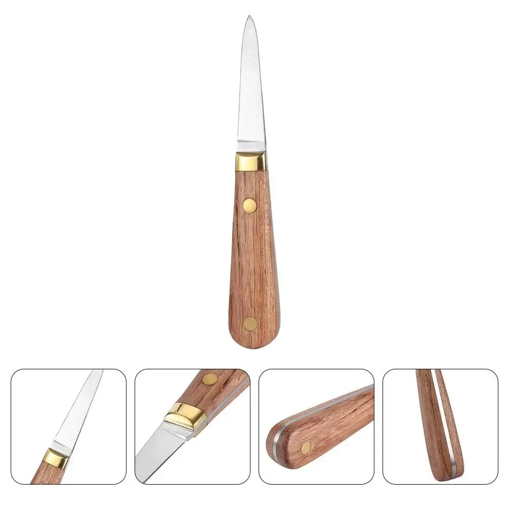 Oyster Knife Shuck Seafood Shucking Preparation Utensils Shucker Tools Wood Kit Opening Cracker and Hand Care — image 4