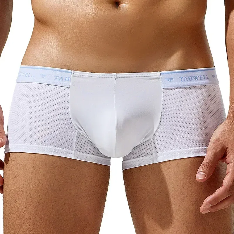 Men's Boxy Underwear Ice Silk Mesh Breathable Comfort Quick Dry Elastic Sports Trunk Youth Low-rise U Convex Pouch Boxer Shorts — image 5