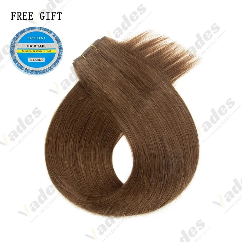 Injected Tape In Hair Extensions Invisible Long Tape PU Weft Human Hair Bundles Natural Hair Extensions 12-22 inch Thick Ends
