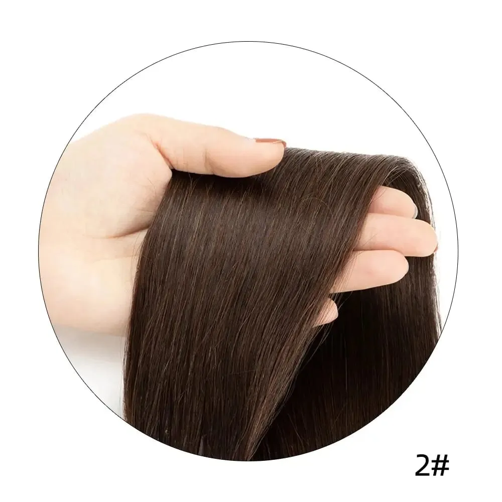 Invisible XO Hole Human Hair 12"-24" Flat PU Skin Weft Hair Extensions Natural Brown Micro Rings Hair Bundles 40-50g Isheeny — image 9