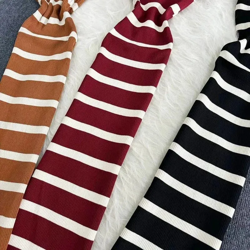 Summer Stripe Elastic Bodycon Strap Kjole 2024 Sexet Strand Solkjole Kvinder Casual Slank Blyant Vestidos Maxi Lang Kjole — image 4