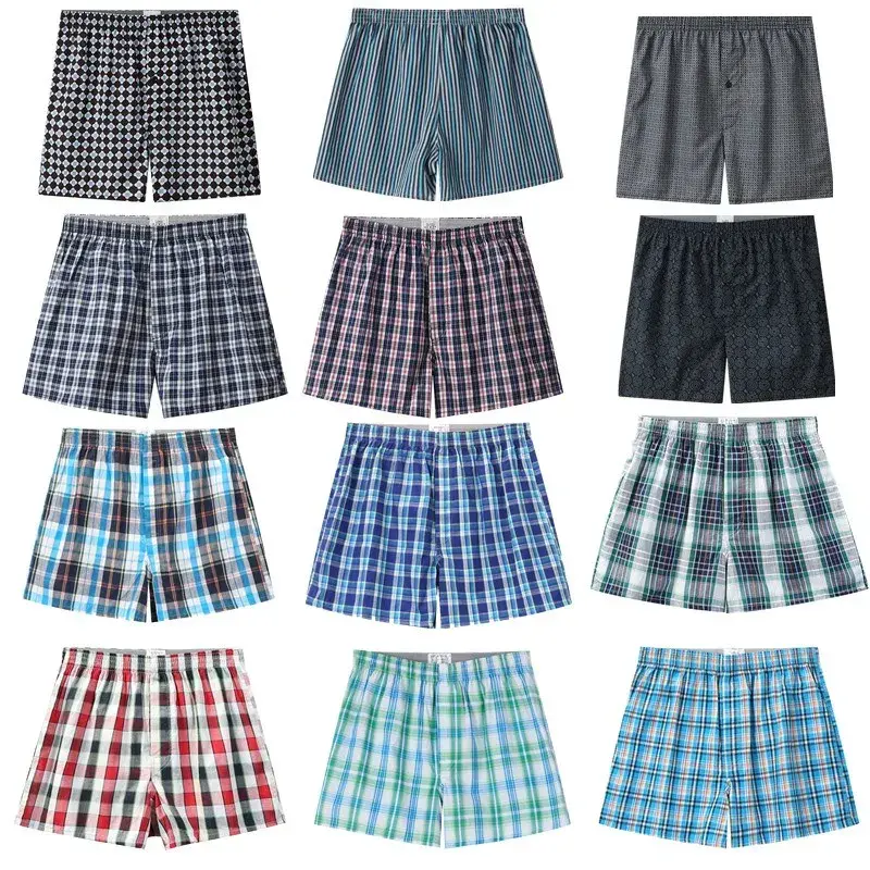8PCS size M-9XL men's plus size boxer shorts men's square shorts men's casual summer beach underwear men's checkered underwear — image 6