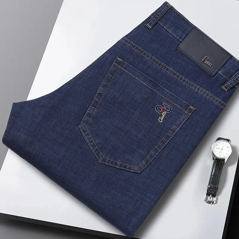 Nowe męskie letnie ultracienkie dżinsy Fashion Business Wygodne, miękkie, codzienne spodnie dżinsowe Lekkie, elastyczne spodnie z prostymi nogawkami — image 7