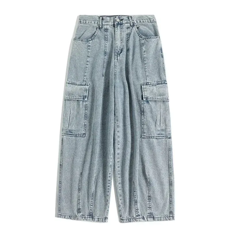 Baggy Jeans Men's Oversize Cargo Korean Black Wide Pants Streetwear Hip Hop Harajuku Male Fashion Straight Denim Pants — image 6