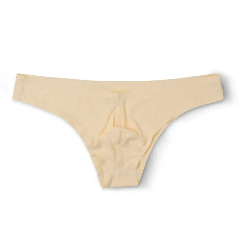 Summer Men's Seamless Ice Silk Briefs Comfortable Cool Breathable Low-waist Plus Size Underwear U-shaped Convex Shorts
