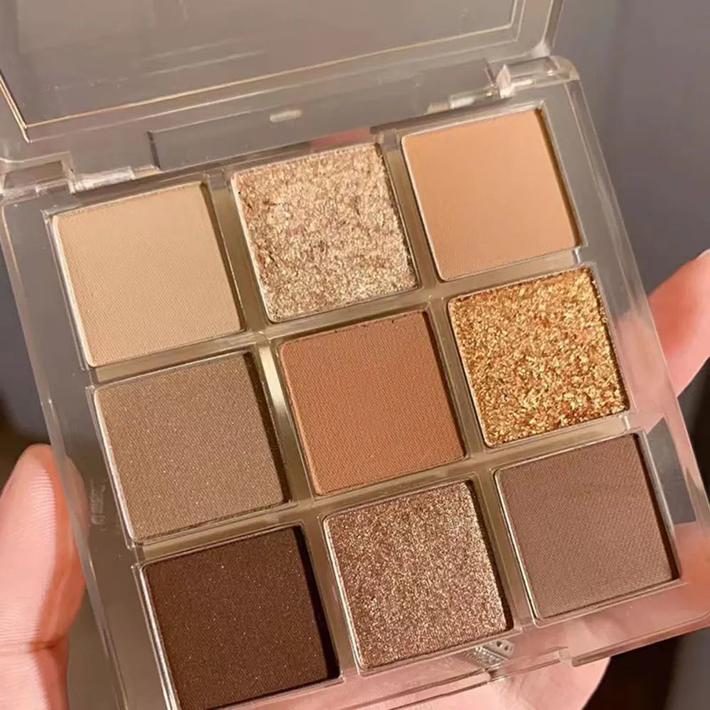 New Nine-color Eyeshadow Palette Butter Orange Brown Pearly Matte Glitter Eyeshadow Shiny Eye Shadow Long-lasting Eye Make Up — image 1