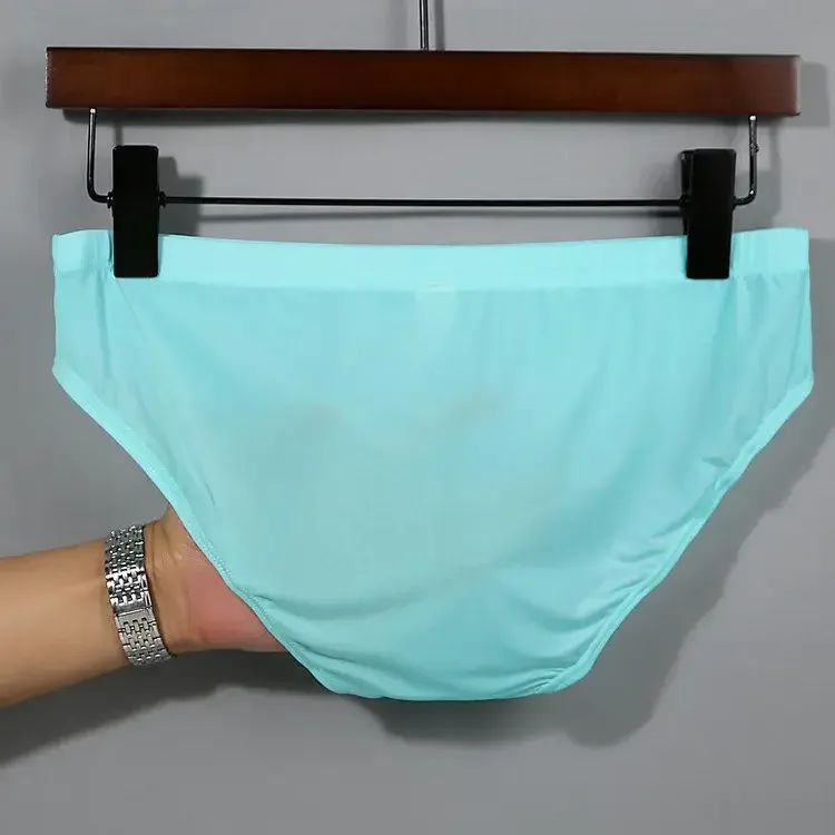 2Pcs Sexy Ice Silk Briefs Men Bulge Pouch Plus Size Underwear Hombre Ropa Interior Ultra Thin Panties Plus Size — image 14