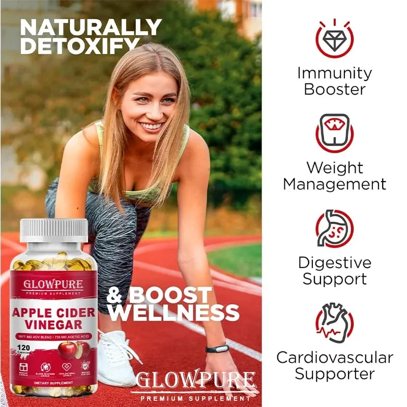 Apple Cider Vinegar Capsules Detox For Bloating and Constipation Slimming Fat Burning Digestive System Health
