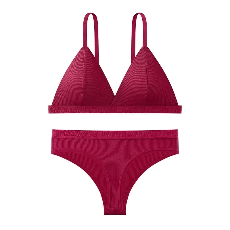 Seamless Bra and Panties Set Solid Color Bralette Thin Wireless Bras Low Waist Thong Sexy Lingerie Set Women's Underwear — image 16