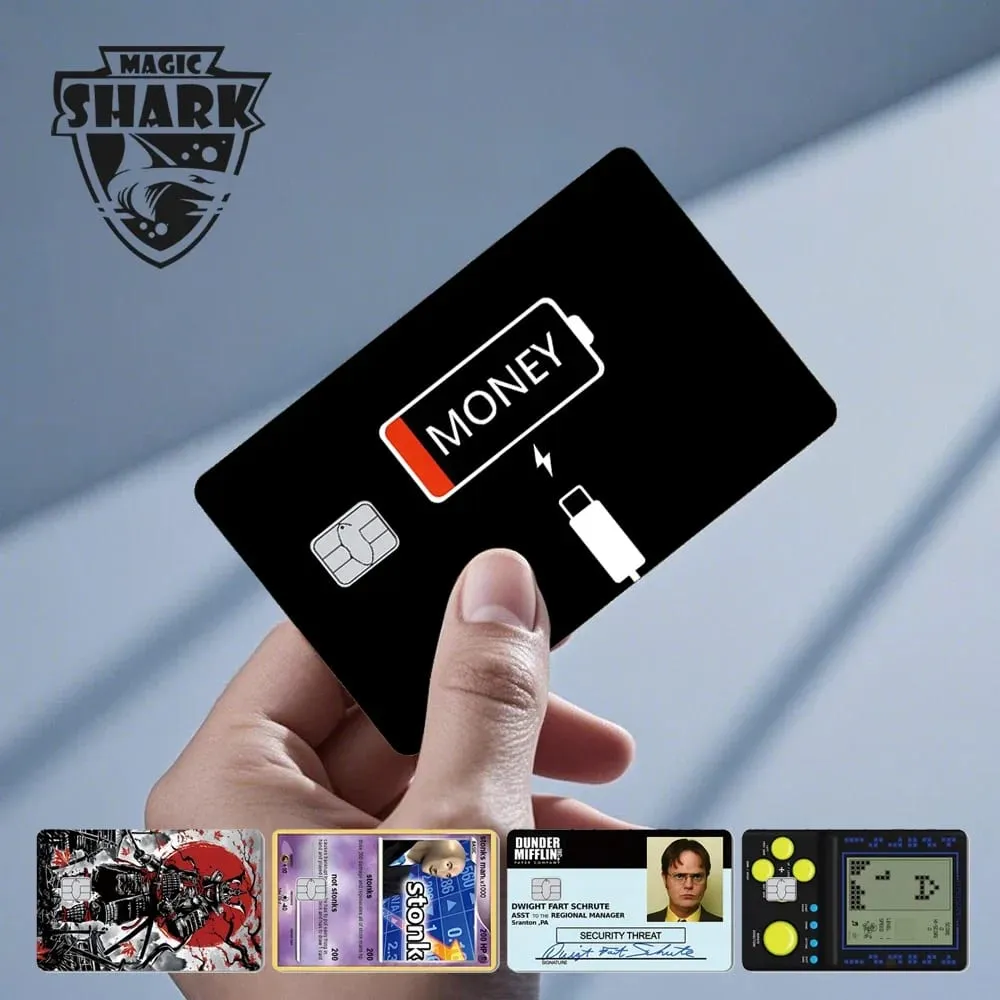2026 New Magic Shark Anime Money Charge 404 Error ID Game Machine Film Skin Sticker for Debit Bank Credit Card — image 1
