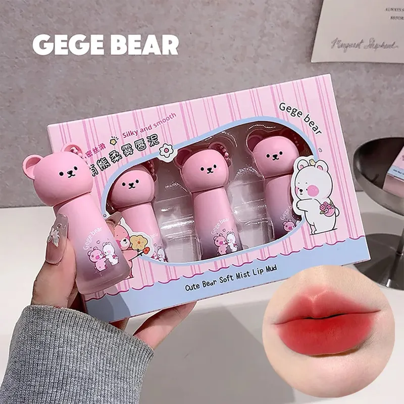 3PCS Cute Bear Lip Mud Set Matte Velvet Lipstick Long-Lasting Smudge-Proof Non-Drying Exquisite Gift Set for Women & Girls — image 2