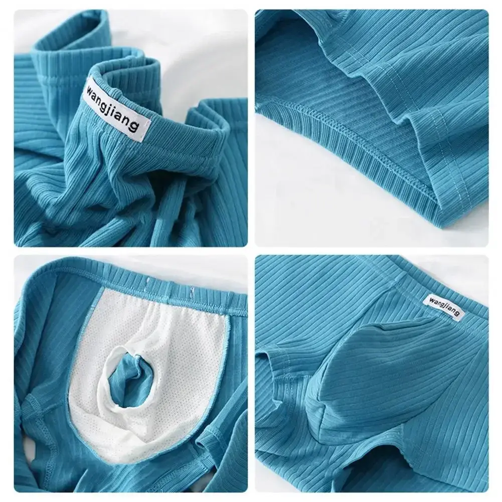 1PCS/3PCS/9PCS Men Boxer Shorts Low-rise Solid Color Ribbed Panties Underpants