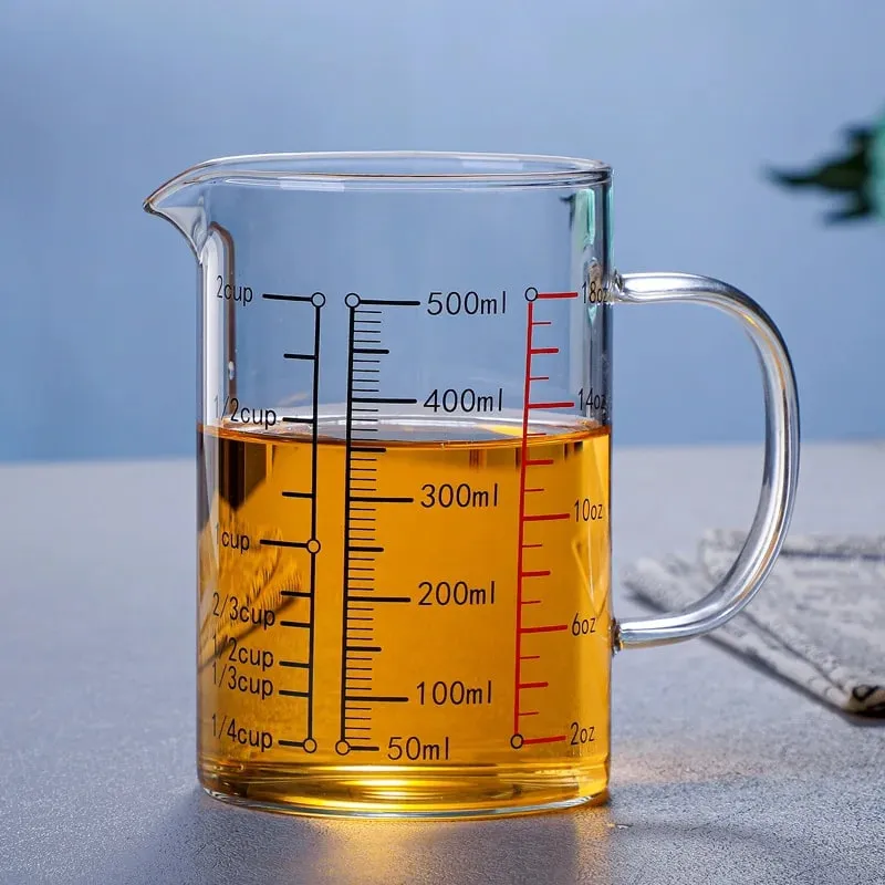 Mataas na Borosilicate Glass Measuring Cups Clear Glass Scale Cup With Handle V Shaped Spout Kitchen Glass Measuring Beaker — image 9