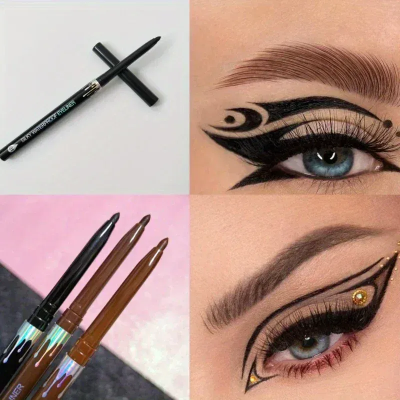 Eyeliner Gel Pencil Black Brown Ultra-fine Matte Natural Smooth Quick Dry Non-Smudge Waterproof Easy Wear Eyeliner Pen Makeup — image 7