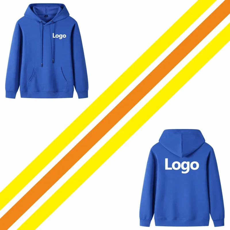 Fashion 9 Colors High-Quality Pullovers Custom Logo Printed Personal Group Brand Embroidery Men and Women 100% Cotton Hoodies — image 11