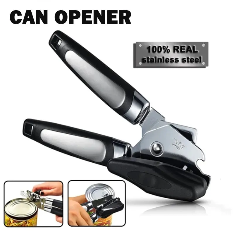 Stainless Steel Can Opener Multifunctional Manual Strong Grip Opener Side Cut Tins Bottle Opener Kitchen Gadgets — image 5