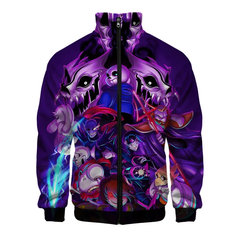 Luxuriöse beliebte Sans Undertale 3D-Druck-Reißverschluss-Raglanjacke Windjacke Jungen/Mädchen Bequeme Stehkragenjacken Mäntel