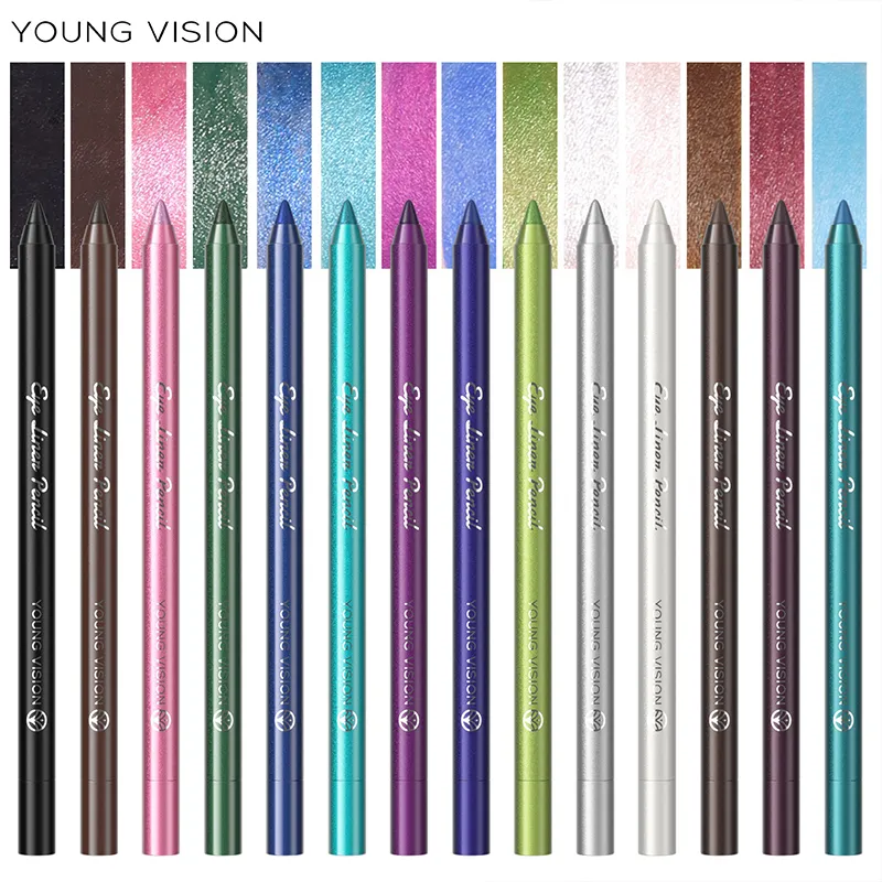 3pcs Pearlescent Eyeliner Pencil Blue Green Purple Multifunctional Eyeshadow Pencil Waterproof High Pigment Eye Liner Makeup