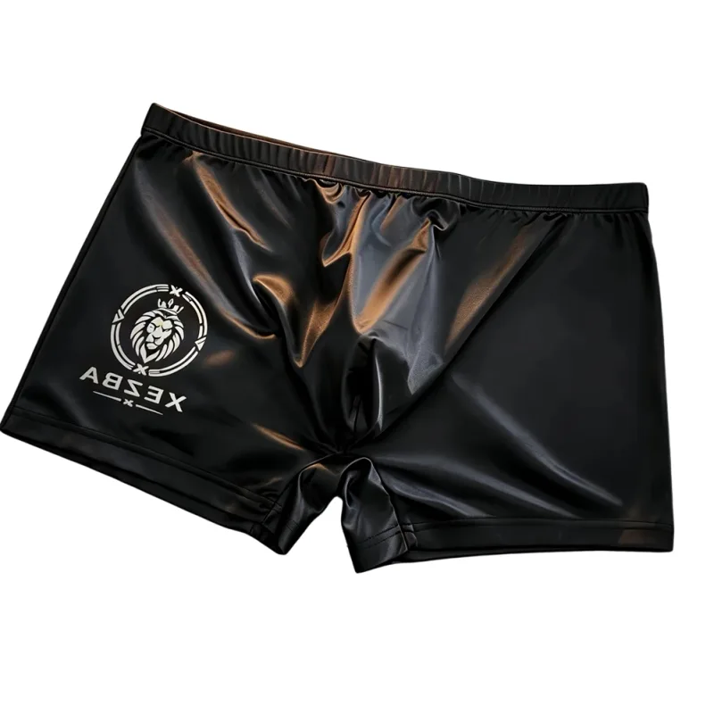 Men Glossy Ice Silk Boxer Shorts Briefs U-shape Pouch Underwear Home Sleep Trunk Men's Glossy Satin Ice Silk Long Leg Boxer
