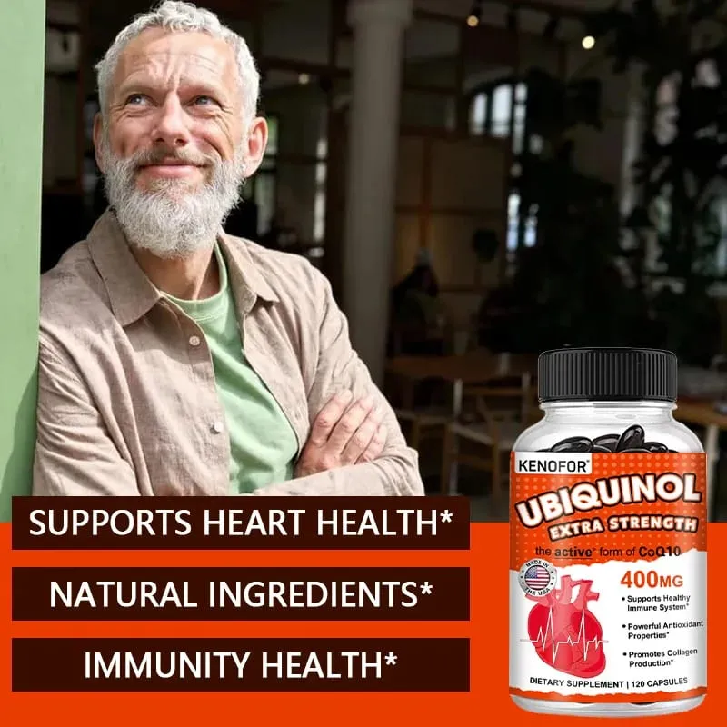 120pcs Organic Q10 Coenzyme 400mg Capsules with Vitamin E Cardiovascular and Heart Health Energy Vitamins Beauty and Health — image 6