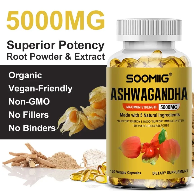Organic Ashwagandha - Stress Relief & Immune Support Supplement Supports Balanced Energy Levels NON-GMO Vegan Capsules — image 6